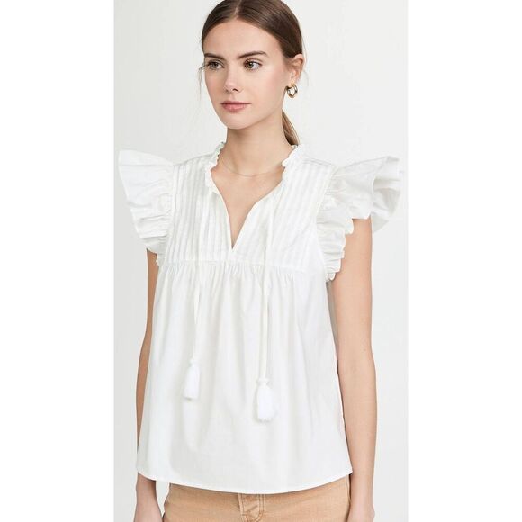 Sea New York Flutter Sleeve Top In White L - Picture 1 of 12